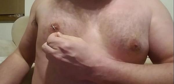  Nipple playpiercing with safety pin